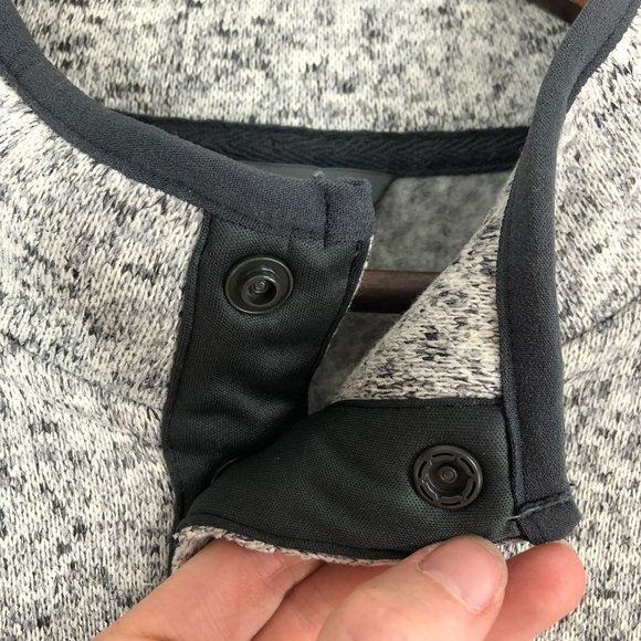 Eddie Bauer Men's Size XX-Large Grey Fleece Lined Knit Partial Snap Pullover - Picture 3 of 12